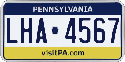 PA license plate LHA4567