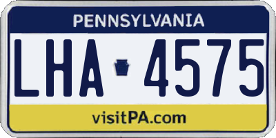 PA license plate LHA4575