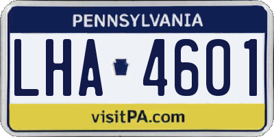 PA license plate LHA4601