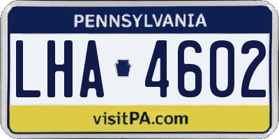 PA license plate LHA4602