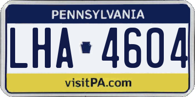 PA license plate LHA4604