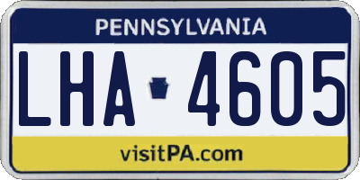 PA license plate LHA4605