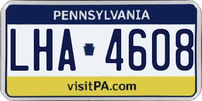PA license plate LHA4608