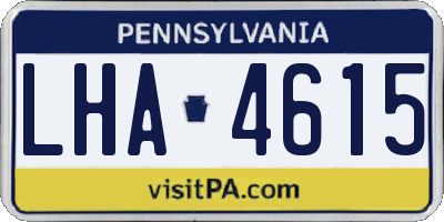 PA license plate LHA4615