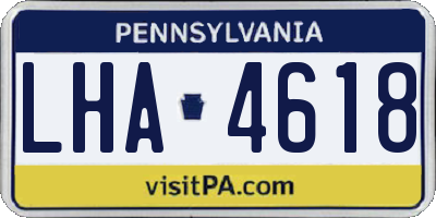PA license plate LHA4618