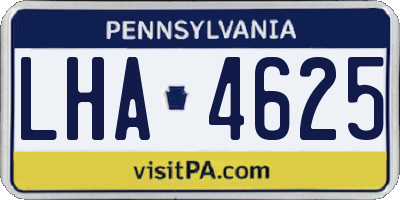PA license plate LHA4625
