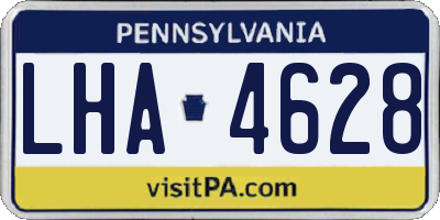 PA license plate LHA4628