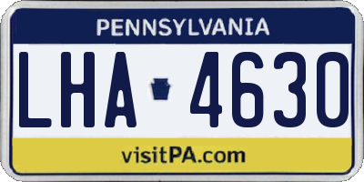 PA license plate LHA4630
