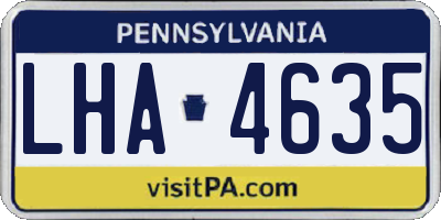 PA license plate LHA4635