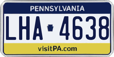 PA license plate LHA4638