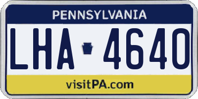 PA license plate LHA4640