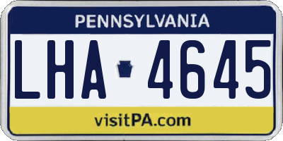 PA license plate LHA4645