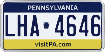 PA license plate LHA4646