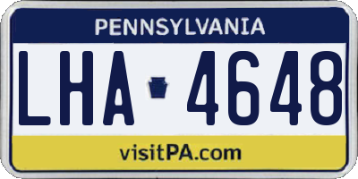 PA license plate LHA4648