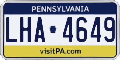 PA license plate LHA4649