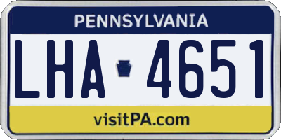 PA license plate LHA4651