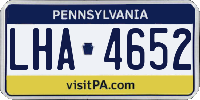 PA license plate LHA4652
