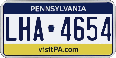 PA license plate LHA4654