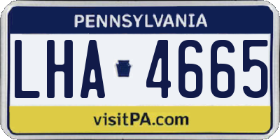 PA license plate LHA4665