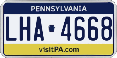 PA license plate LHA4668