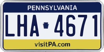PA license plate LHA4671