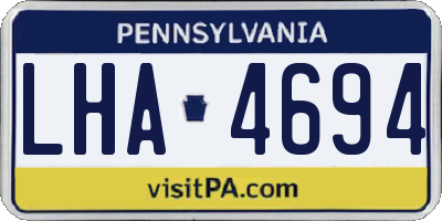 PA license plate LHA4694