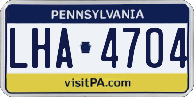 PA license plate LHA4704