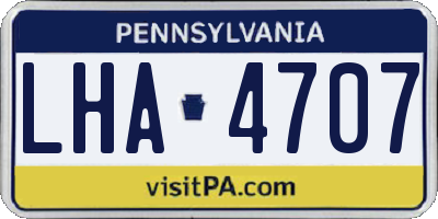PA license plate LHA4707