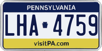 PA license plate LHA4759