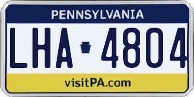 PA license plate LHA4804