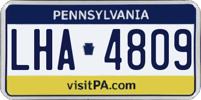 PA license plate LHA4809