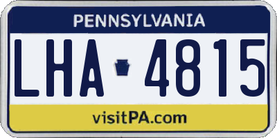 PA license plate LHA4815