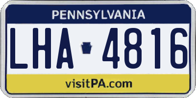 PA license plate LHA4816