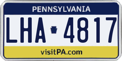 PA license plate LHA4817