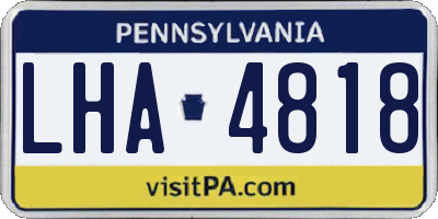 PA license plate LHA4818