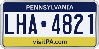 PA license plate LHA4821