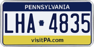PA license plate LHA4835