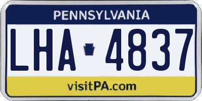 PA license plate LHA4837