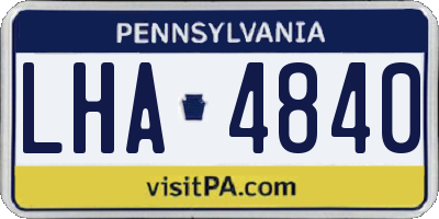 PA license plate LHA4840