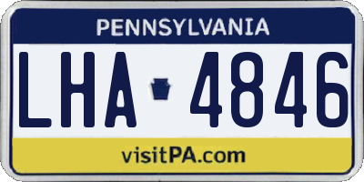 PA license plate LHA4846
