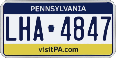 PA license plate LHA4847