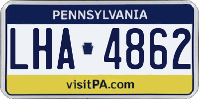 PA license plate LHA4862