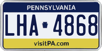 PA license plate LHA4868