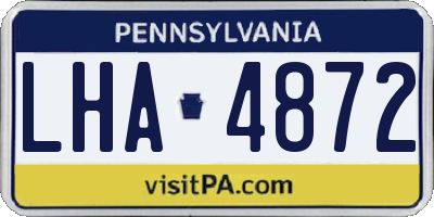 PA license plate LHA4872