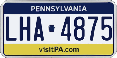 PA license plate LHA4875