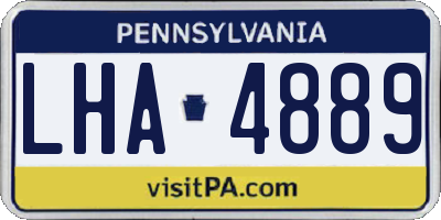 PA license plate LHA4889