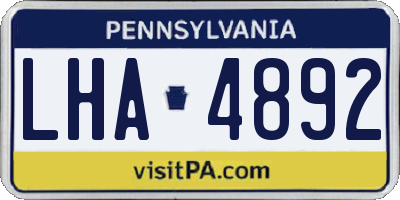 PA license plate LHA4892