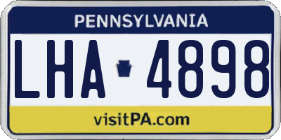 PA license plate LHA4898