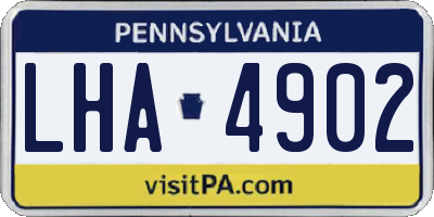 PA license plate LHA4902