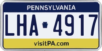 PA license plate LHA4917